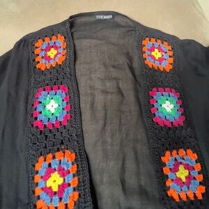 Steve Madden Black Crochet Granny Square Swim Cover Up